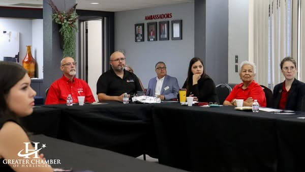 Attendees at the Greater Chamber of Harlingen’s Business Over Breakfast listen to Dr. Secrest of Texas Healthcare Quality Assurance Agency share her mission and vision.