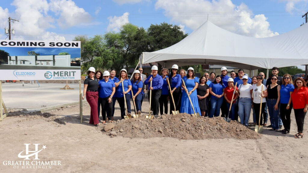 Community leaders and partners celebrate a groundbreaking ceremony, highlighting Business Resilience in Harlingen.