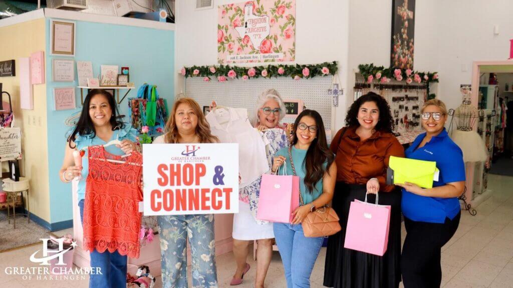 Local business owners and shoppers in Harlingen, Texas, representing a growing small-business marketplace.