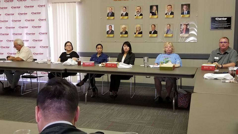 Attendees seated during a Harlingen TX business networking lunch and learn session on digital protection, hosted at the Greater Chamber of Harlingen.