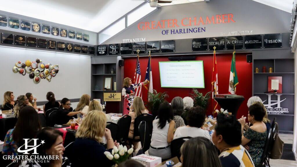 Women Empowering Women Luncheon at the Greater Chamber of Harlingen with Cameron County Clerk Sylvia Garza-Perez sharing her inspiring journey.