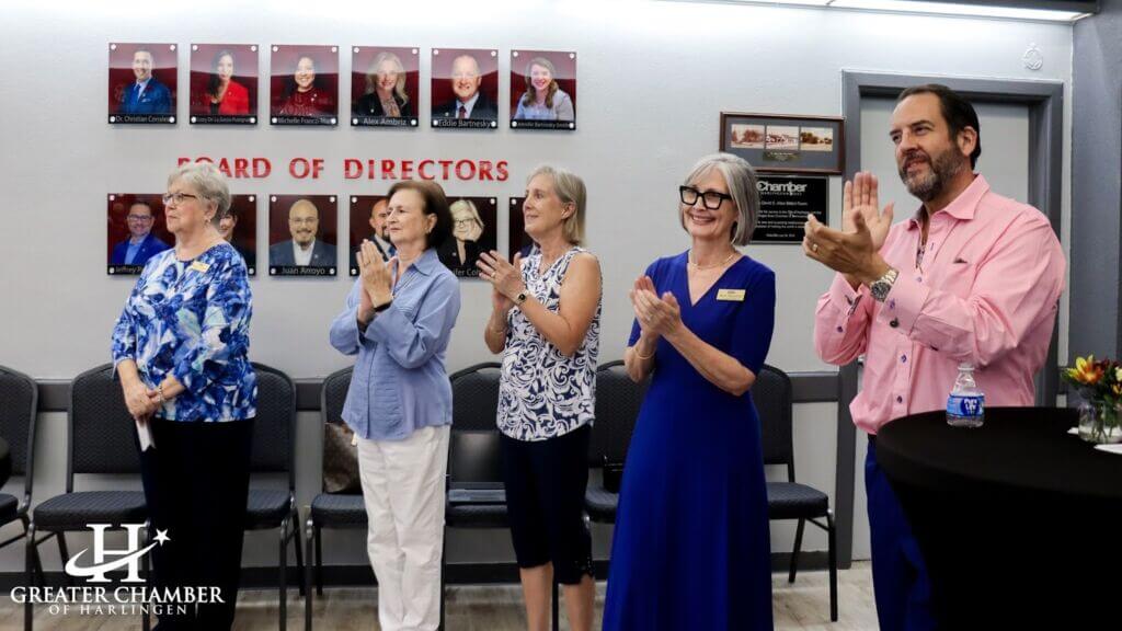 Attendees enjoy conversation and coffee during the Business Over Breakfast event hosted with Beacon Administrative Consulting in Harlingen, highlighting collaboration and connection within the local business community.