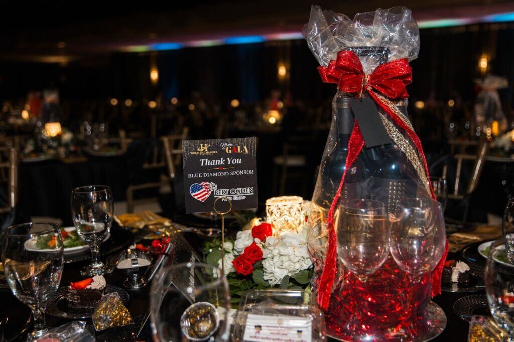 Sponsor appreciation table setup at the Chamber’s Noche de Gala.