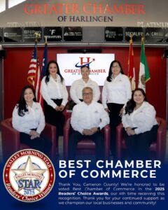 The Greater Chamber of Harlingen team recognized as Best Chamber of Commerce, supporting business growth and community development in Harlingen.