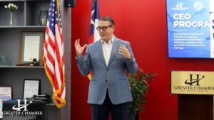 Chamber staff assisting business owners with planning and resources to align with organizational mission and goals.