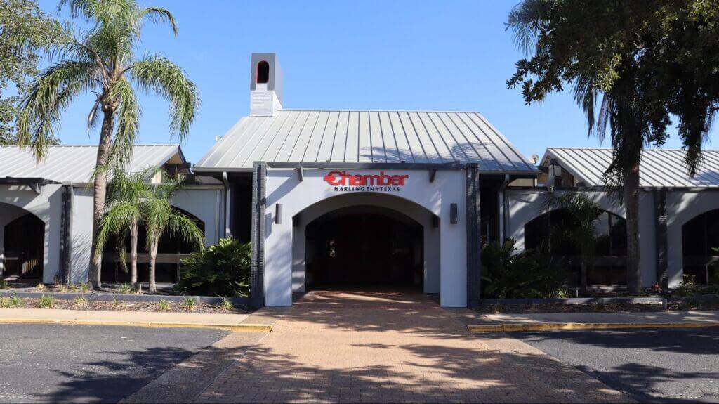 Front view of the Greater Chamber of Harlingen building in Texas.