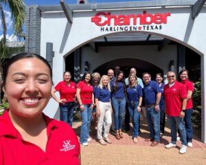 Downtown Harlingen with local businesses, representing a connected community and opportunities for growth