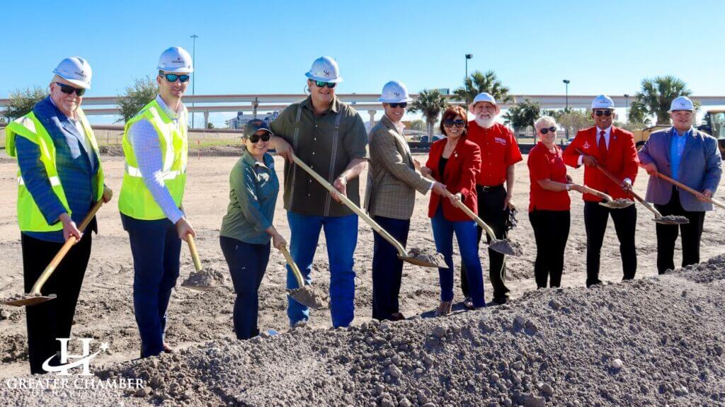community and business leaders breaking ground on the new Extended Stay America Premier Suites in Harlingen, highlighting ongoing local business support in Harlingen, Texas