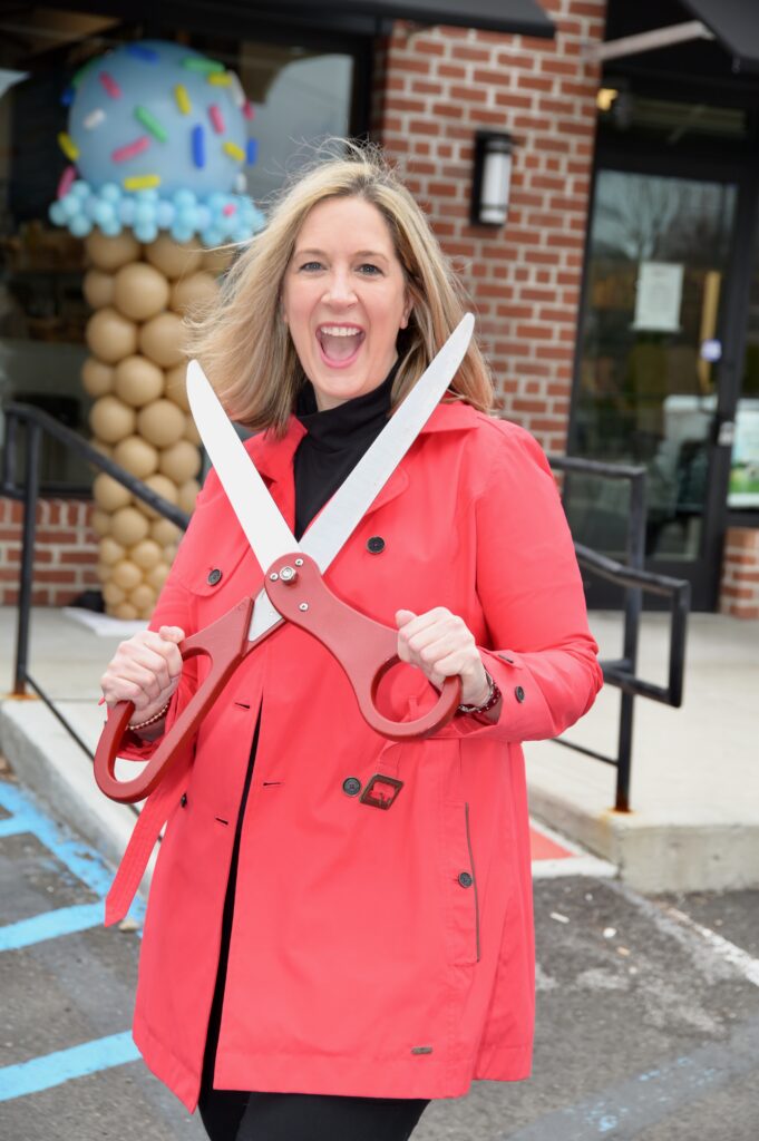 DSC_1040 Executive Director Andrea Blume with Ribbon Cutting Scissors