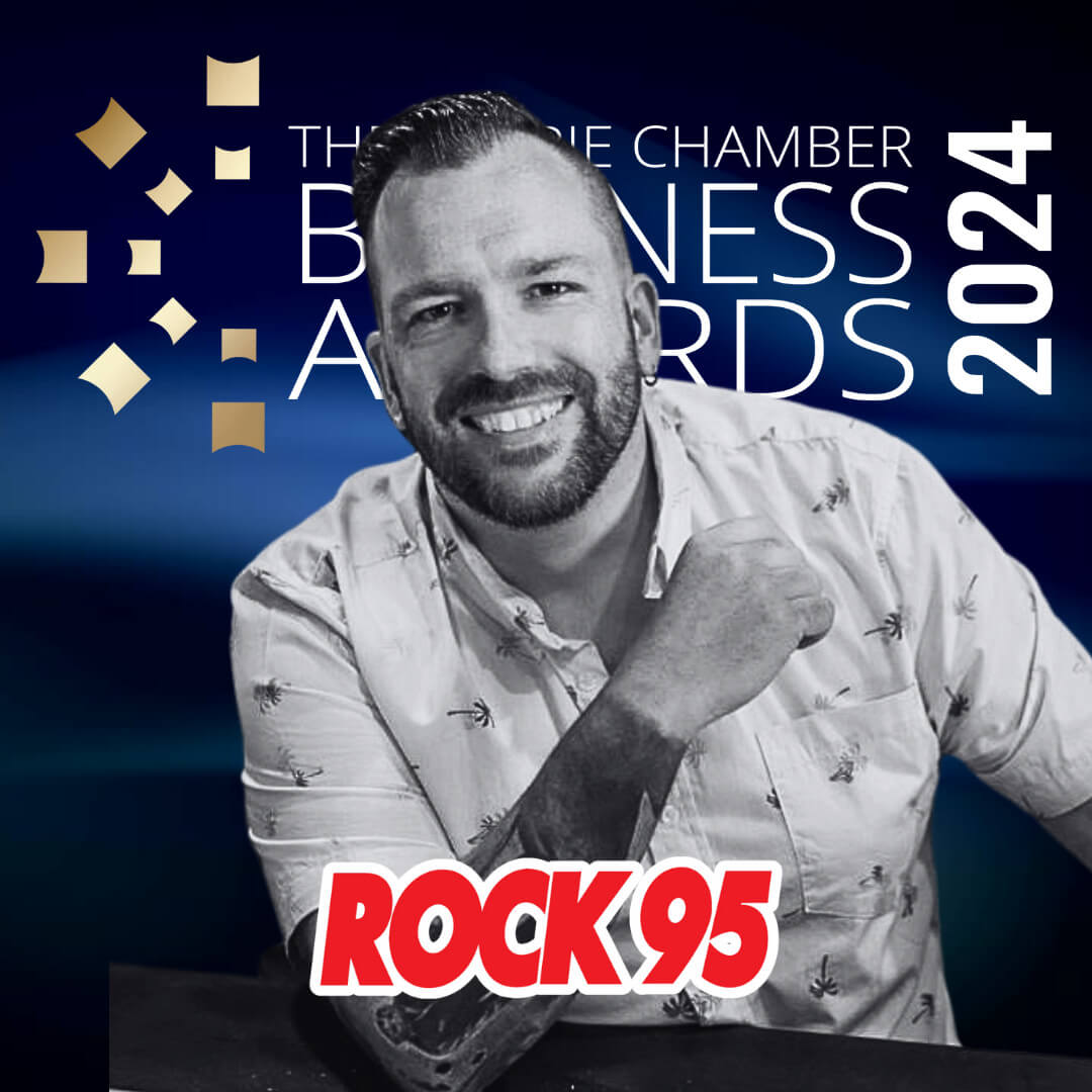 Our Master of Ceremonies, 2024 Barrie Business Awards, McCully with Rock95