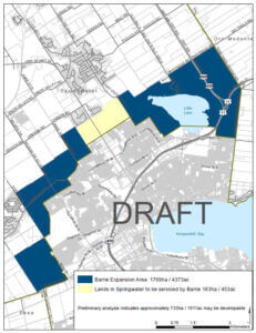 Barrie-Springwater boundary adjustement and cross border servicing map (draft)