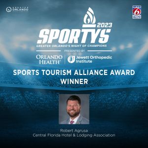 Sporty 2023 Sports Tourism Alliance Award Robert Agrusa
