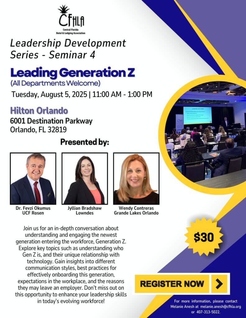 Leadership Development Seminar #4 Join us for an in-depth conversation about understanding and engaging the newest generation entering the workforce, Generation Z. Explore key topics such as understanding who Gen Z is, and their unique relationship with technology. Gain insights into different communication styles, best practices for effectively onboarding this generation, expectations in the workplace, and the reasons they may leave an employer. Don’t miss out on this opportunity to enhance your leadership skills in today’s evolving workforce!