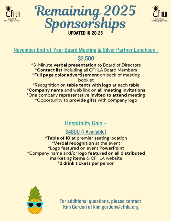 Remaining Available 2025 Sponsorships