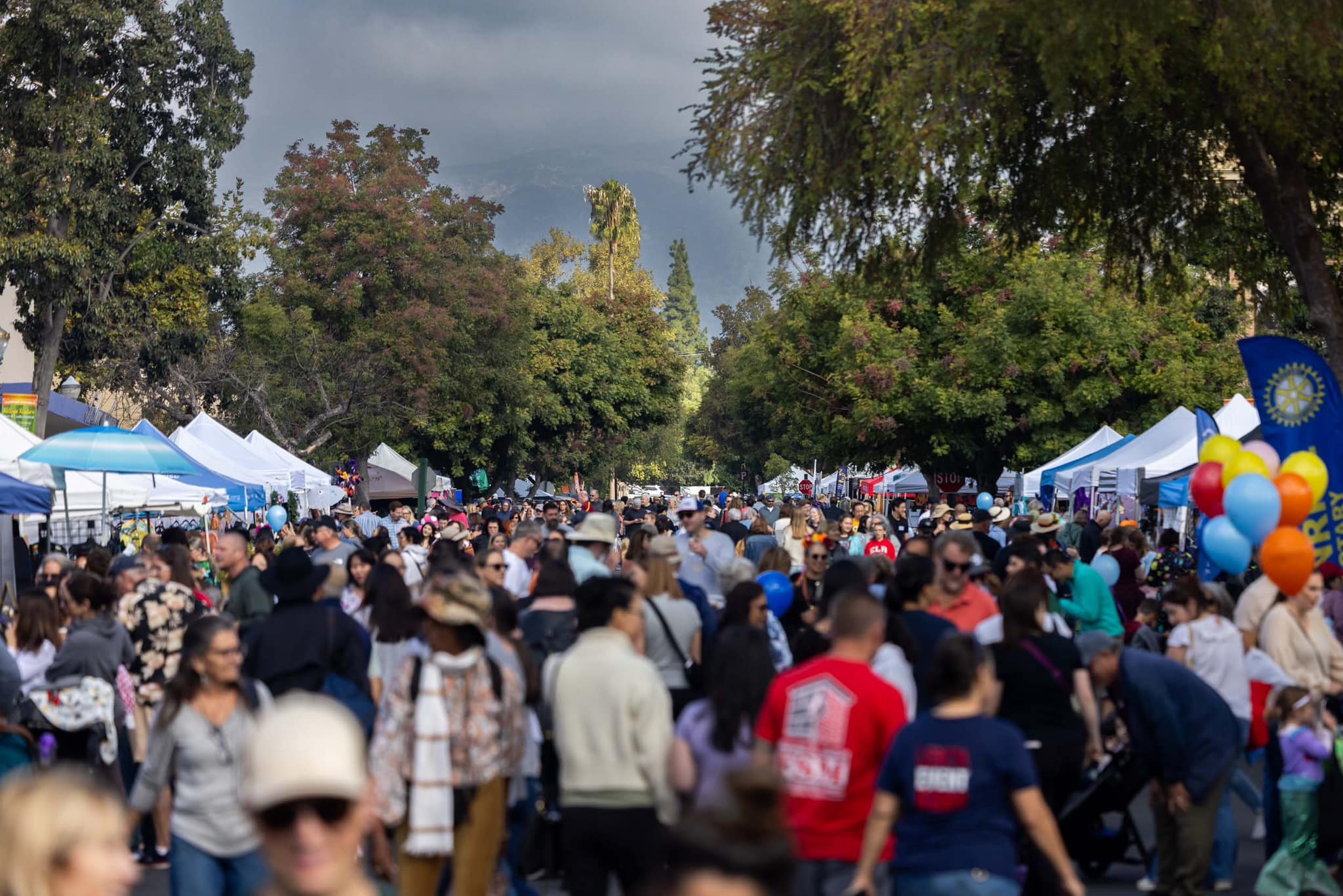 a crowd of people at Village Venture an event presented by the Claremont Chamber of Commerce