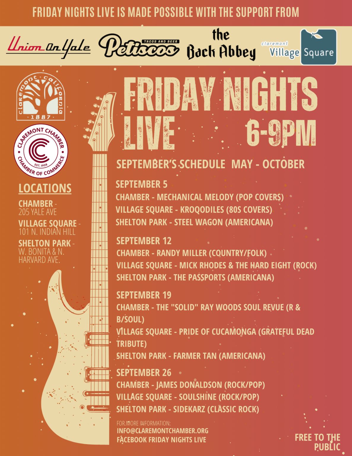 september Friday Nights Live schedule