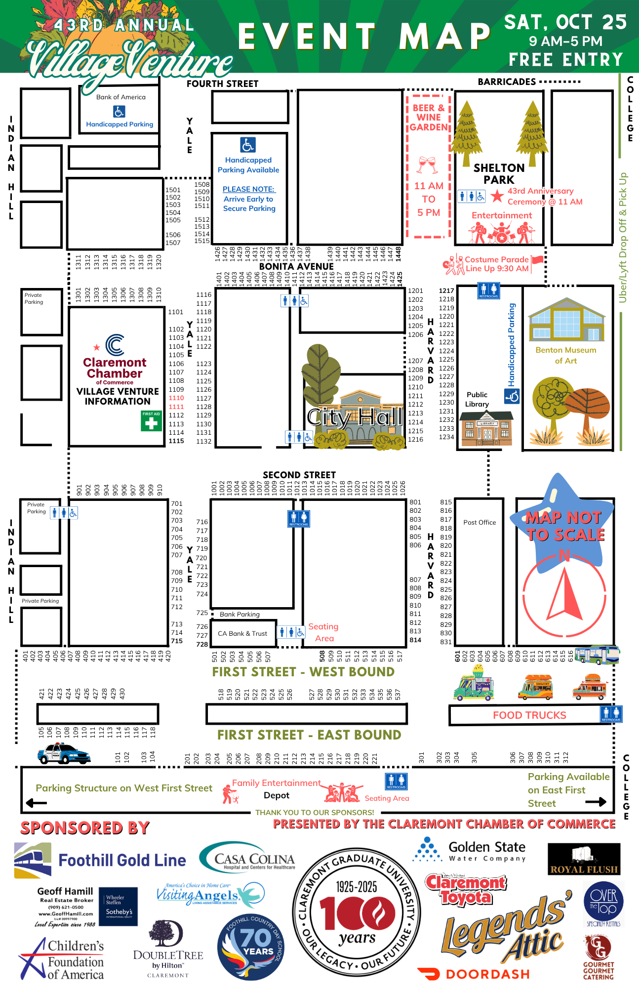 Event Map 2025 VV 43rd (1) Village Venture 2025 Arts and Crafts Festival Event Map in the Claremont Village