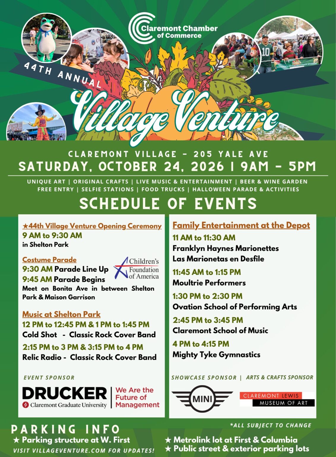 44th Annual Village Venture Arts and Crafts Festival Entertainment Schedule