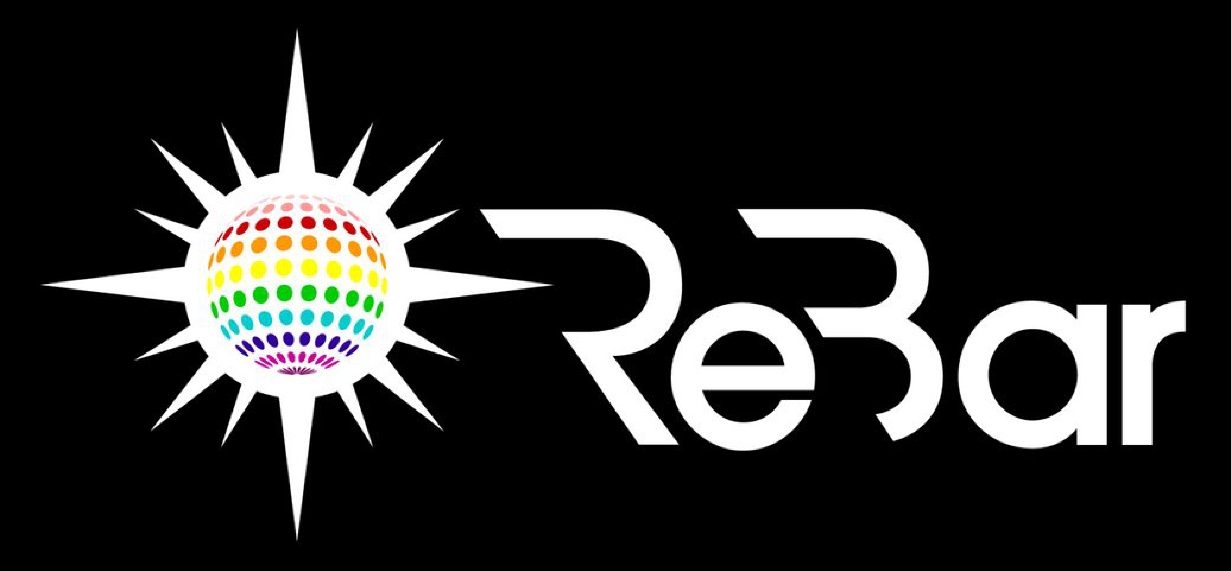 ReBar white disco ball on black cropped