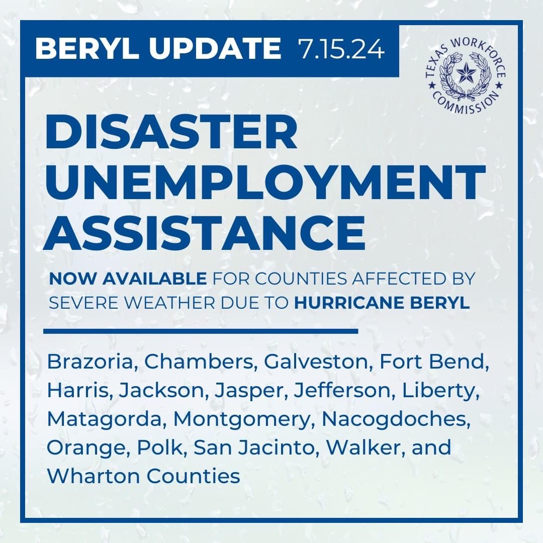 Beryl Unemployment Assistance 07.15.24