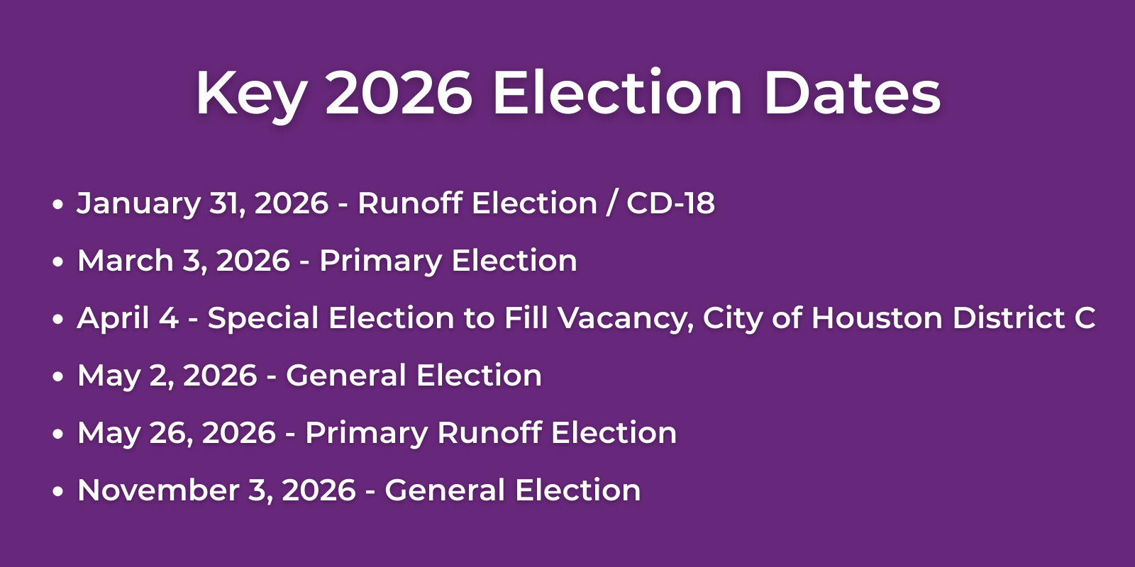 Key Dates 2026 Elections All