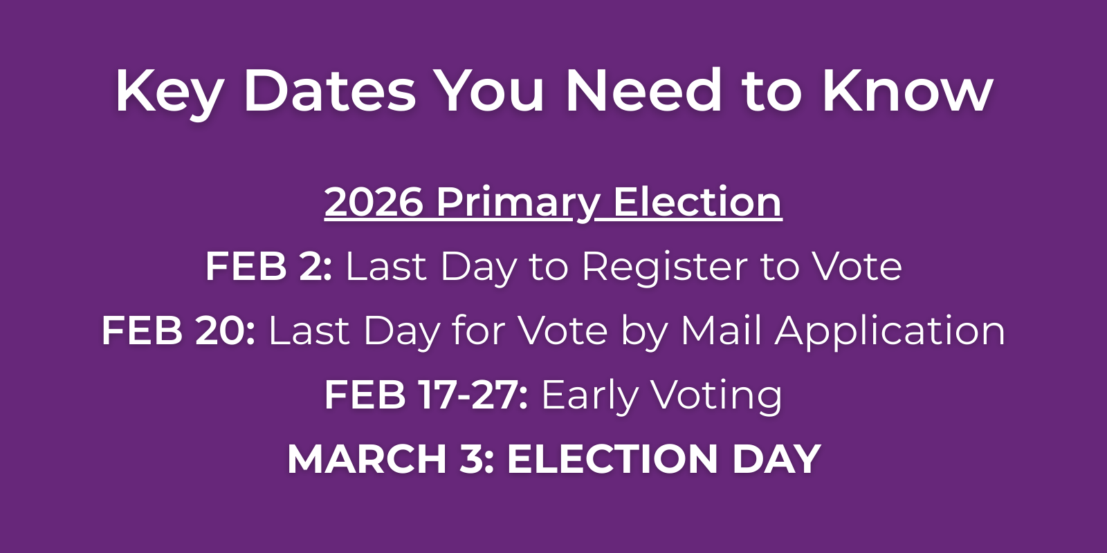 Key Dates 2026 March Primary