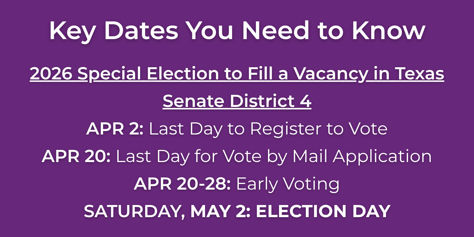 May 2 election dates