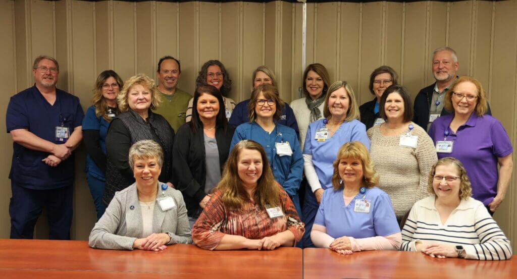 A photo containing all of the 25+ year Lutheran Health Network employees currently working at Bluffton Regional Medical Center.