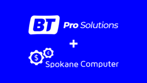 An image of the BT Pro Solutions logo alongside the Spokane Computer logo.
