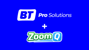 A graphic showing BT Pro Solutions + ZoomQ.