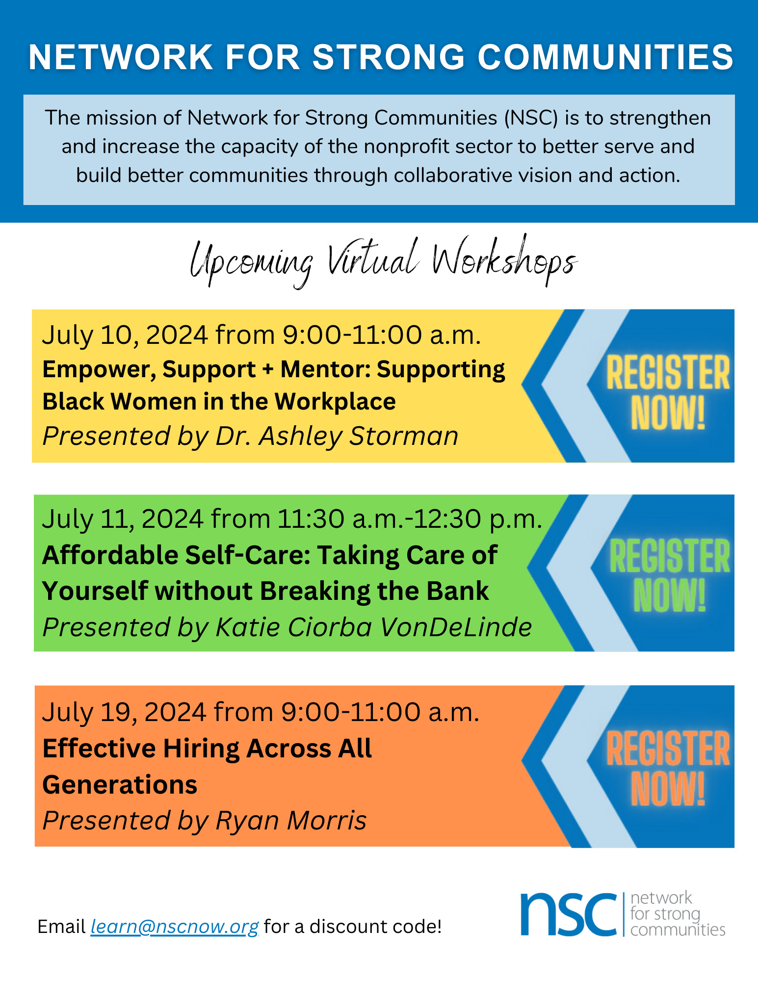 NSC Virtual Workshops in July 2024