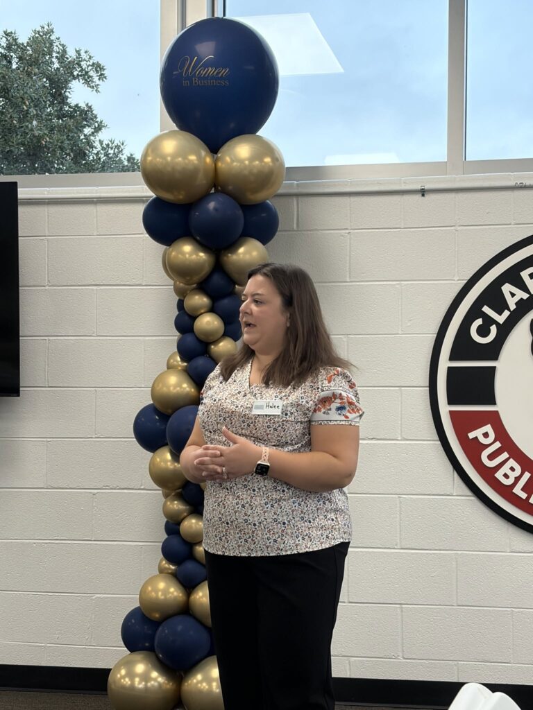 Hallee Cunningham speaks at the Clark County Community Foundation Breakfast