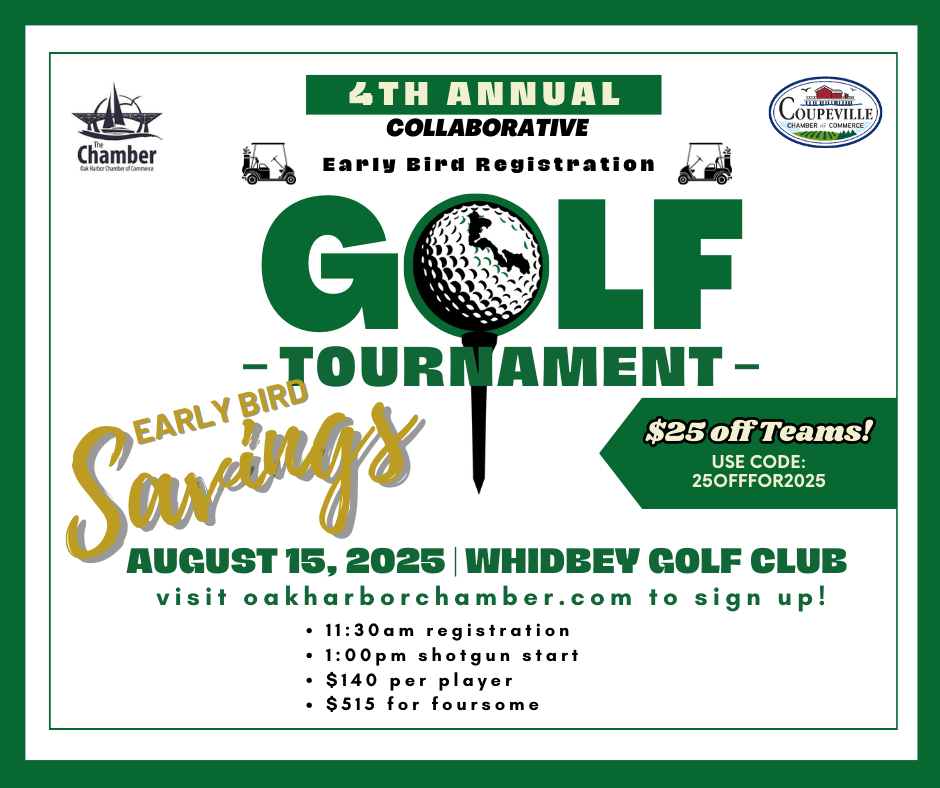 $25 Dollars off Teams for January 2025 - Oak Harbor Golf Tournament at Whidbey Golf Club