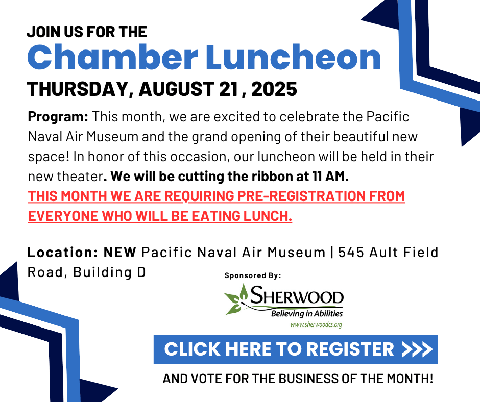Oak Harbor Chamber Business Luncheon & Pacific Naval Air Museum Ribbon Cutting | 11 AM
