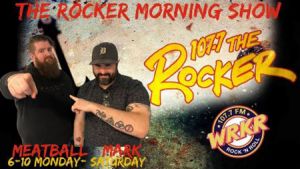 WRKR Mornings show graphic with kevin meatball kerr