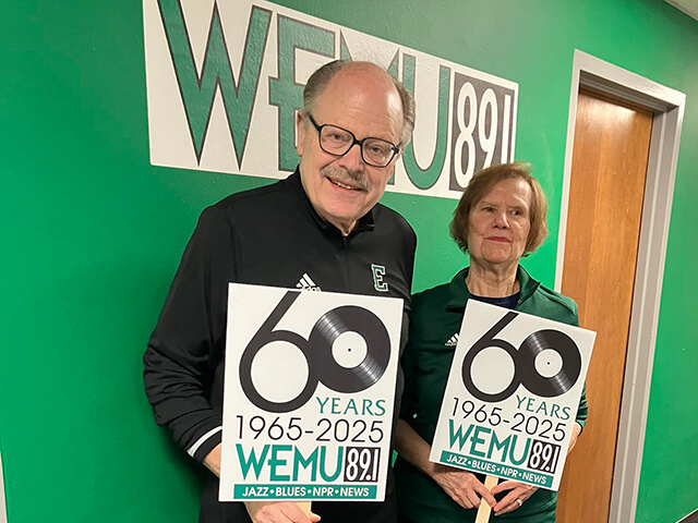 smiths.signs_640 Dr. James Smith & Dr. Connie Ruhl-Smith showing their support for WEMU.