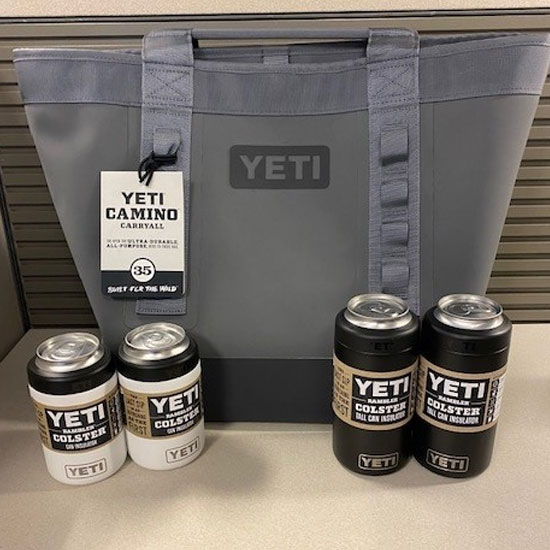 Yeti softside cooler and four can insulators