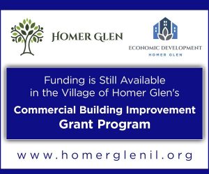 Text: Funding is still avialable in the Village of Homer Glen's Commercial Building IMprovement Grant Program