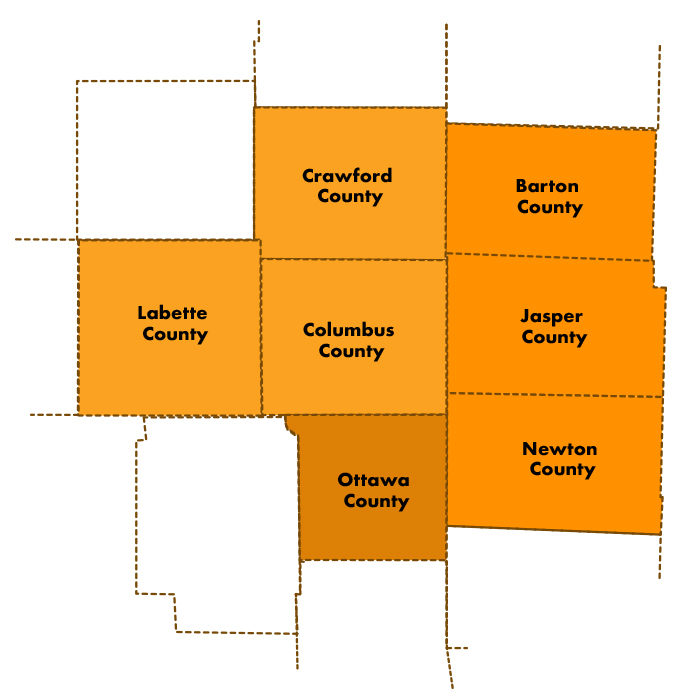 Midwest Workforce Counties -- Missouri Kansas Oklahoma