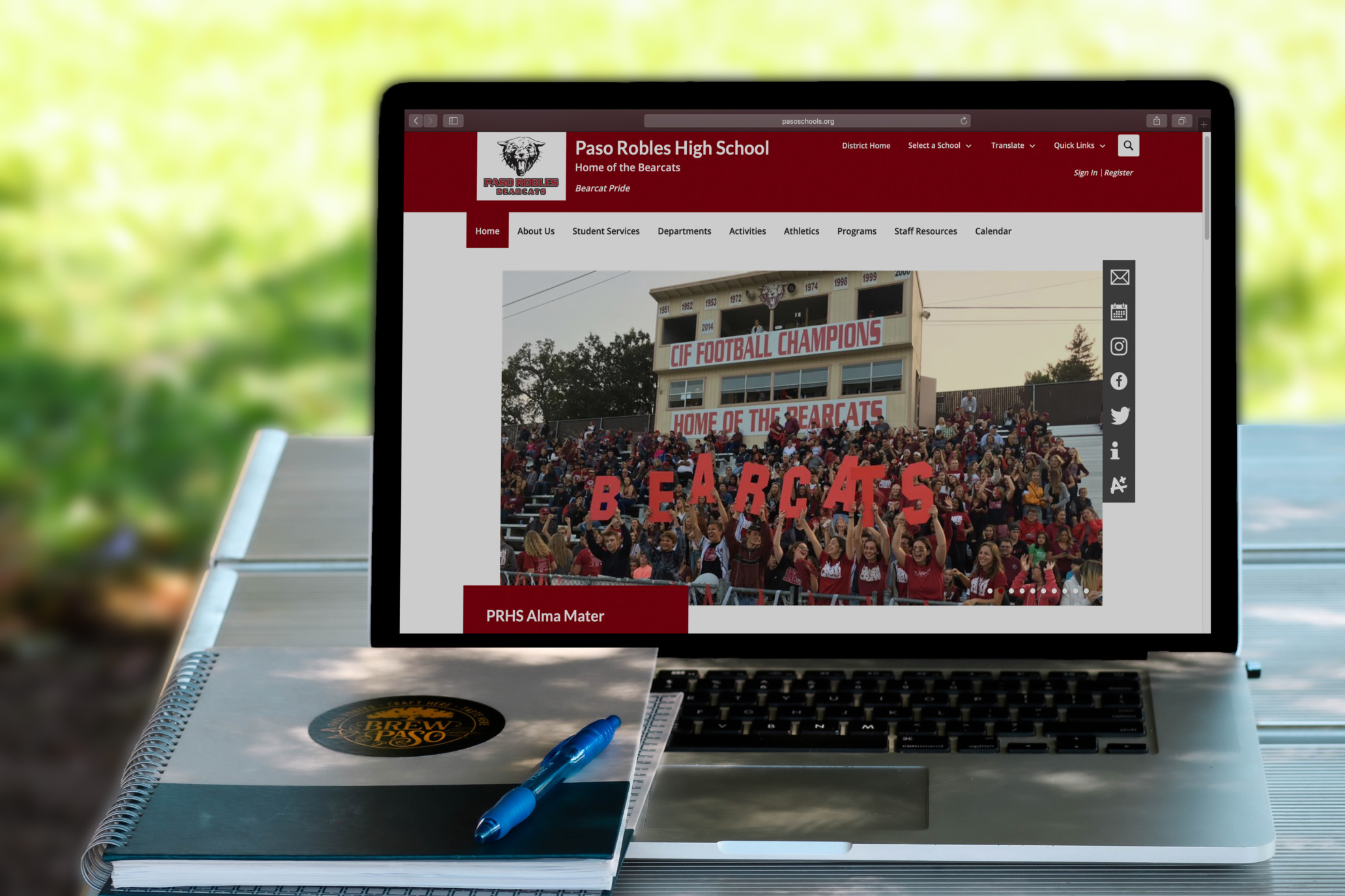 image of Paso Robles highschool website on laptop