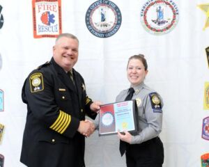 2025 Valor Awards (7) Sheriff Falls with Public Safety Telecommunicator III Kimberly Malloy