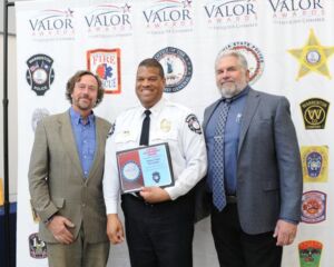 2025 Valor Awards (8) Mayor Nevill & Town Manager Frank Cassidy with Police Chief Tim Carter