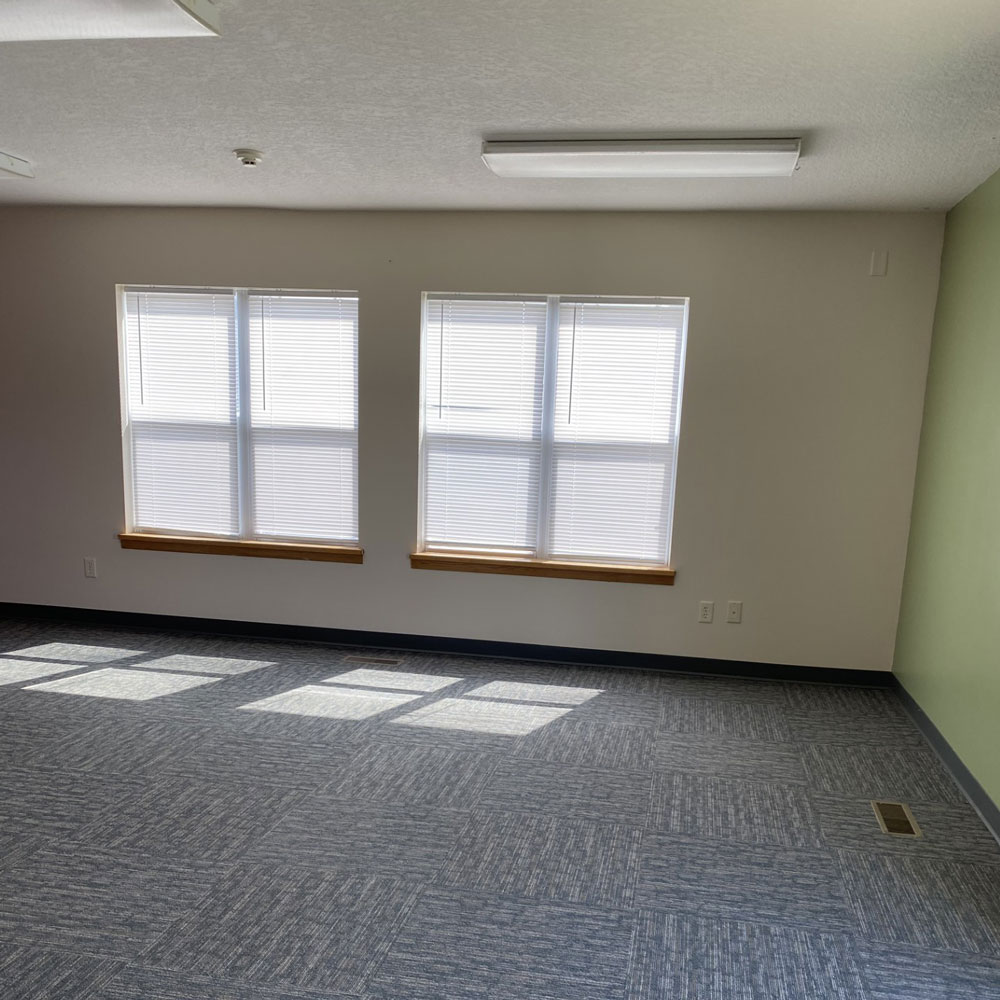 Two large office windows.