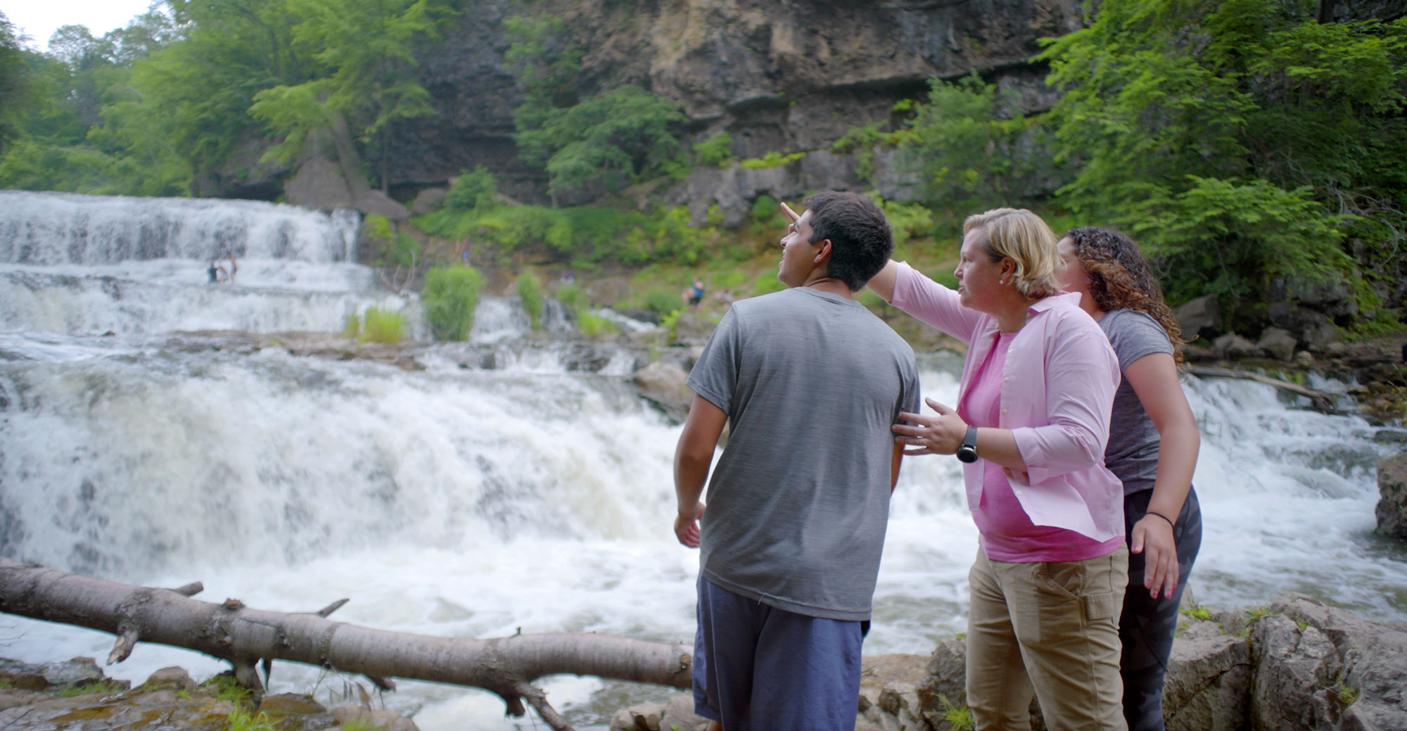 family of three at willow river falls