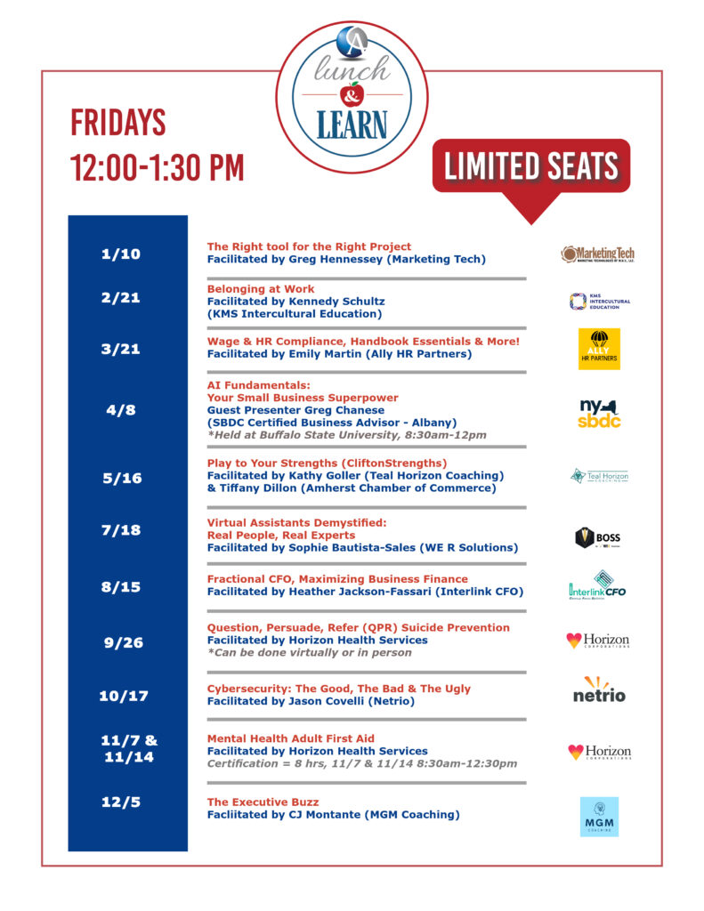 Lunch & Learn 2025 Schedule graphic