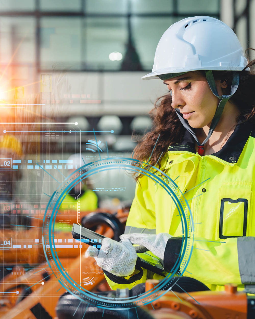 Engineers operating advanced robotic arms in a high-tech industrial factory, futuristic automation, modern robotics, innovative engineering solutions, smart manufacturing industrial technology