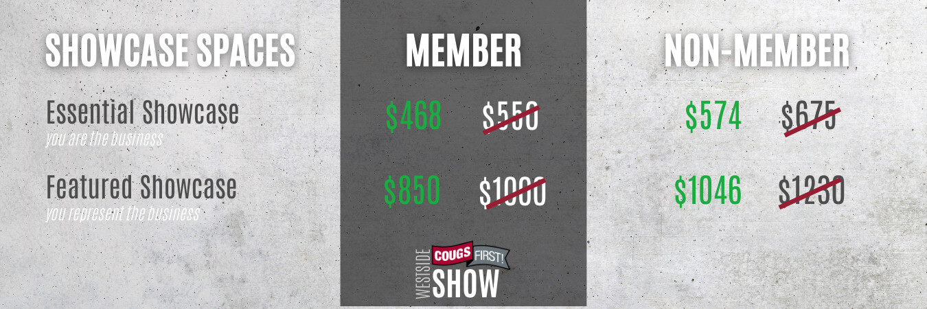 Early Bird Westside 2026 Show Pricing Table Early Bird Westside 2026 Show Pricing Table