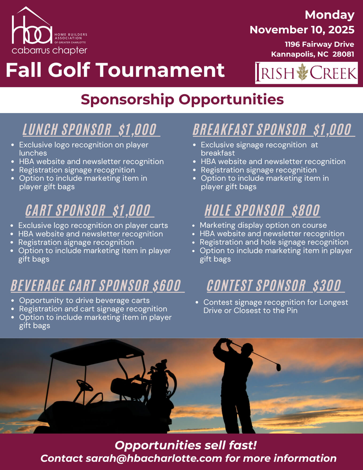 2025 Fall Golf Sponsorship Opportunities 2025 Fall Golf Sponsorship Opportunities