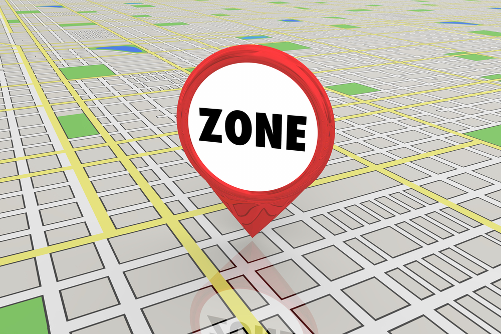 Zone District Area Commercial Residential Map Pin 3d Illustration