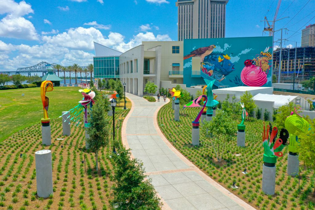 Bienville Street Entrance mural on the new Audobon Aquarium and Audobon Insectarium.